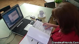 vert old granny double penetration in the office