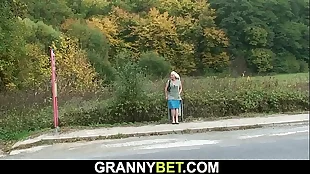 guy picks up old blonde granny