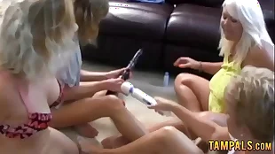 group of mature lez ladies fuck a teen with a huge dildo