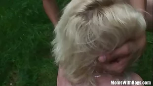 blonde mama jana receives rough face fucking outdoors